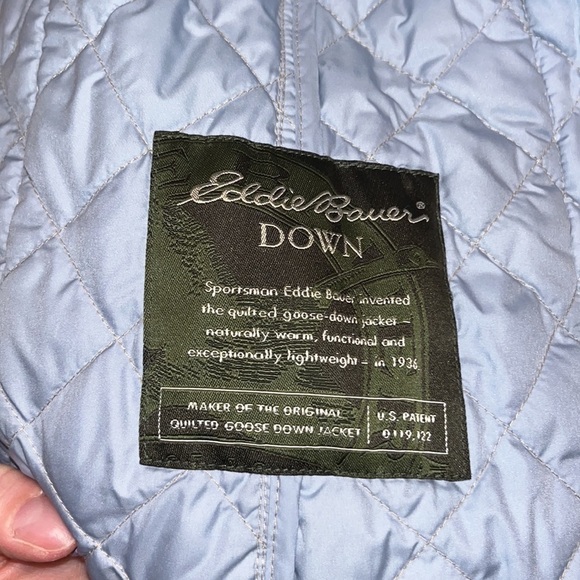 Tan Eddie Bauer preppy quilted goose down barn coat jacket neutral quality Small - Picture 5 of 9